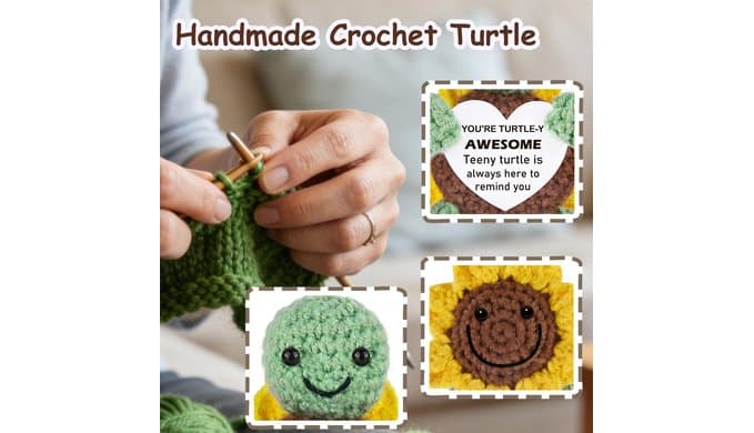 Positive Turtle Gifts for Women Men,Handmade Positive Crochet Animal Turtle thumbnail 5