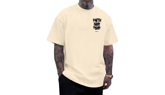 KESIHAN Faith Over Fear Shirt Mens Christian Jesus Graphic T Shirt thumbnail 2