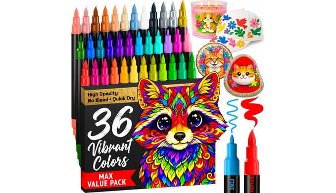 ARTISTRO 36 Dual-Tip Acrylic Paint Marker Pens for Drawing thumbnail 1