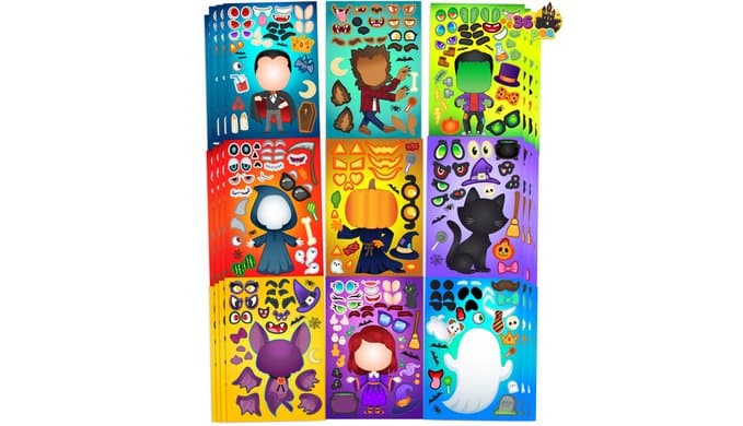 JOYIN 36 PCS Halloween Craft Stickers for Kids Party Favor, Make a Face Stickers with Designs Witch Vampire, DIY Craft Supplies for Halloween Party Game Classroom Activities Gift Goodies thumbnail 1