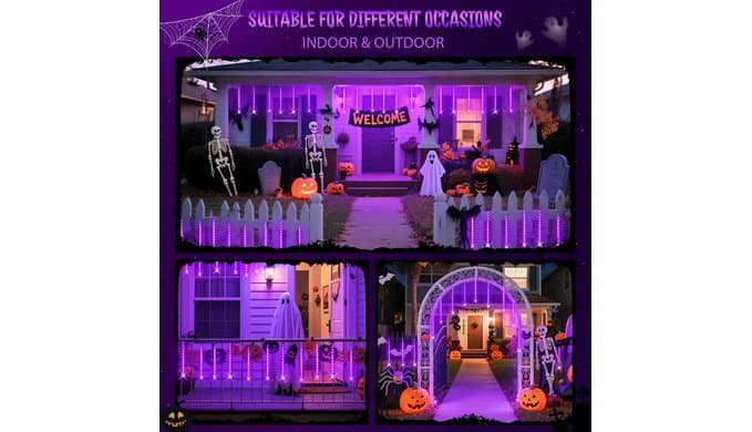 JMEXSUS Solar Halloween Lights Outdoor Purple Solar Lights thumbnail 5