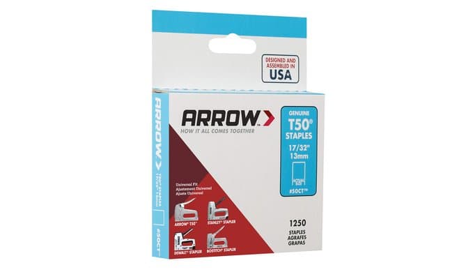 Arrow 50CT T50 Heavy Duty Staples for Staple Guns, Use for Ceiling Tile, Upholstery, Construction, Furniture, Crafts, 17/32-Inch, 1250-Pack thumbnail 3