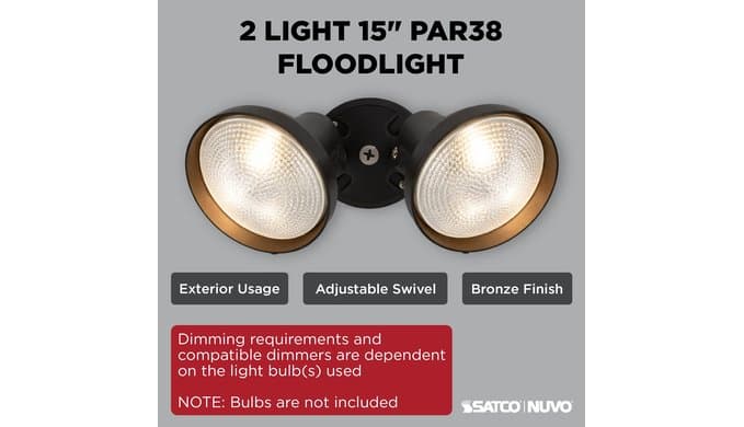 Nuvo SF77/495, 2-Light Outdoor Flood Light, Security Light, Bronze thumbnail 3