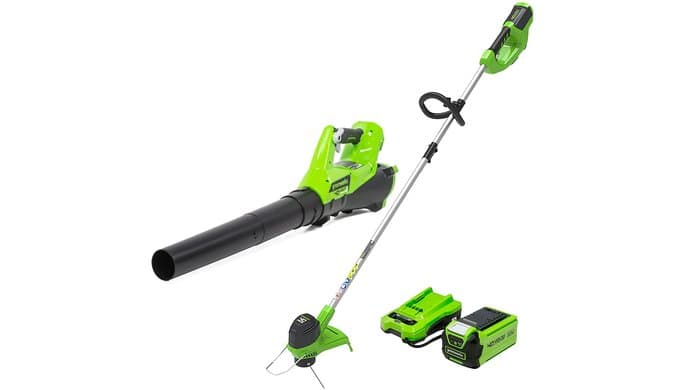 Greenworks 40V 12 in String Trimmer & 390 CFM Blower Combo, 2.0 Ah Battery