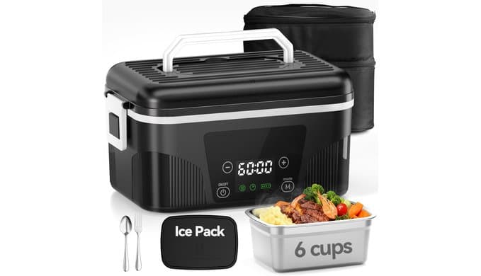 DOLOPL Cordless Electric Lunch Box with Scheduled Heating for Men Women