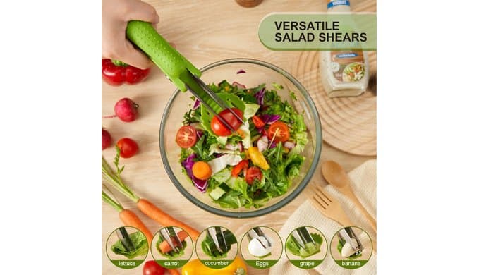 Salad Scissors with Double Blades, Lettuce Chopper for Chopped Salad, Green thumbnail 4