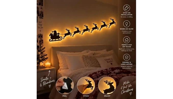 3D Light Up Wooden Reindeer Christmas Decor LED Wall Decorations (Reindeer) thumbnail 3