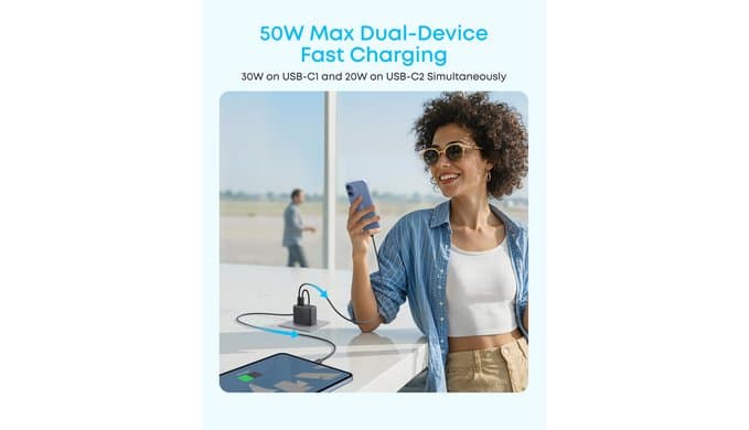 Anker Zolo USB C Charger Block, 50W Max Output Type C Charger Fast Charging thumbnail 4
