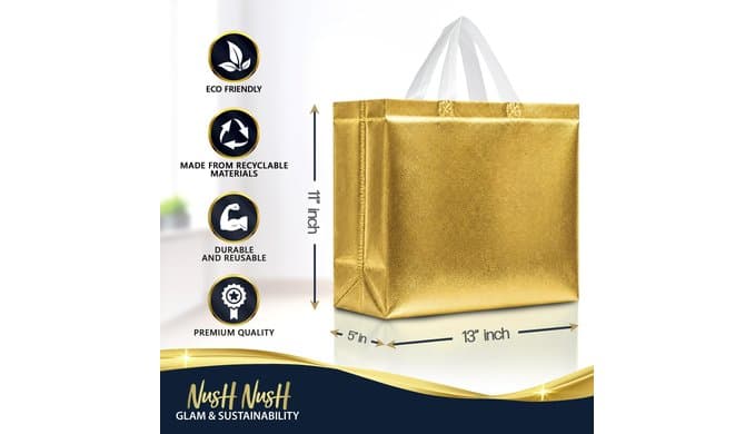 Set of 15 Reusable Large Gift Bags with Handles, Assorted Colors thumbnail 4