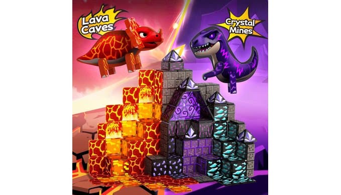 GobiDex Magnetic Tiles Lava & Cave Dinosaur Toys for Kids 3-5 5-7 thumbnail 2