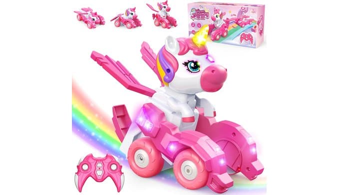 2-in-1 Unicorn RC Car to Walking Unicorn w/Lights, Gift for Girls thumbnail 1