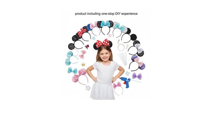 DIY Mouse Ears Headbands, Sequin Mouse Ears for Women Girls Boys, Shiny Bow Headband for Cosplay Costume Party Decorations Hair Accessories thumbnail 2
