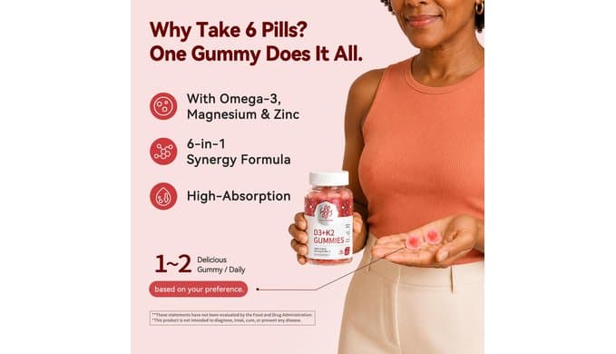 Vitamin D3 K2 Gummies, 5,000 IU / 10,000 IU D3 + 200 mcg MK-7, 120 Count thumbnail 3