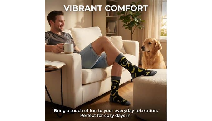 Funny Socks for Men, Crazy Colorful Novelty Fun Cotton Mens Dress Sock 8-12 thumbnail 5