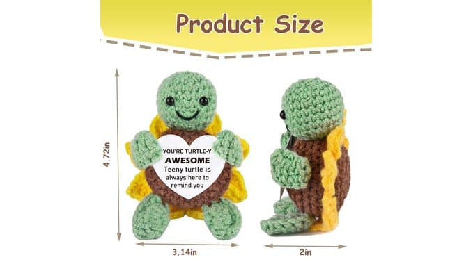Positive Turtle Gifts for Women Men,Handmade Positive Crochet Animal Turtle thumbnail 3