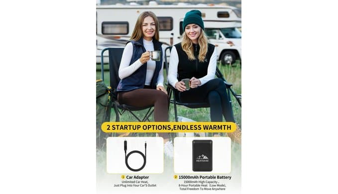 Reversible Heated Vest for Women with 12V Battery, Electric Rechargeable Fleece Heating Jacket for Outdoor Camping,Car thumbnail 5