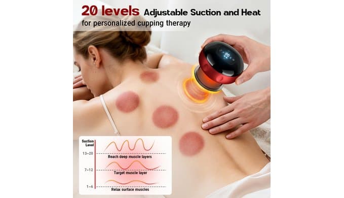 2 Pack Cupping Set, 7-in-1 Smart Cupping Therapy Massager. Red Light Cupping Therapy Set with 2 Modes for Targeted Muscle Soreness,Tighter Skin,Cupping Kit with 20 Levels Suction and Heat and Gua Sha thumbnail 4