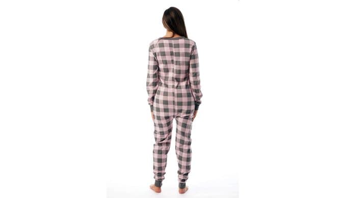 #followme Womens Henley Thermal Onesie Buffalo Plaid and Tie Dye thumbnail 3