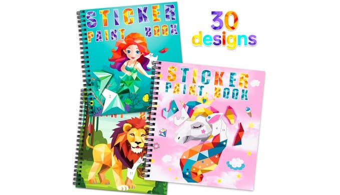 3Pcs Paint by Sticker Books for Kids 4-8, Sticker by Number Gifts