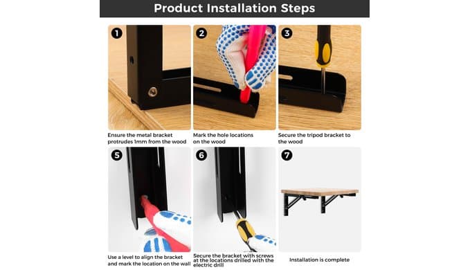 16 Inch Folding Shelf Brackets, 2 Pack Shelf Bracket Wall Mounted thumbnail 3