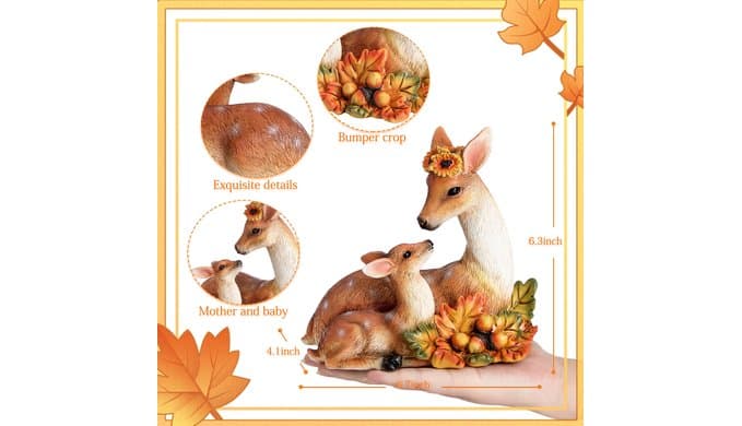 Garden Deer Decor Fall Animal Statue Outdoor Thanksgiving Autumn Decoration thumbnail 3
