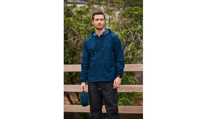 COOFANDY Mens Packable Rain Jacket Lightweight Waterproof Raincoat with Hood Outdoor Rain Gear Travel Hiking Cycling thumbnail 2