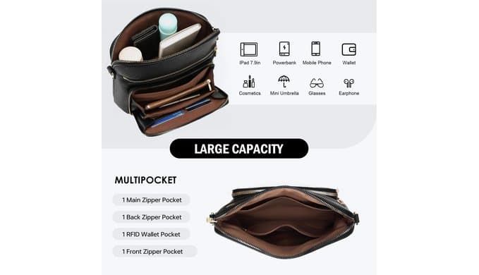 RFID Small Crossbody Purse for Women Travel with Built in Wallet thumbnail 5
