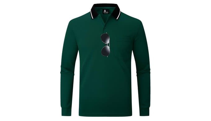 ZITY Men Polo Shirts Long Sleeve with Pocket Golf Shirts thumbnail 1