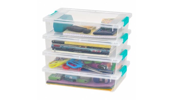 IRIS USA Storage Bins with Lids |Made in USA| 6 Qt - (4-Pack) - Clear thumbnail 1