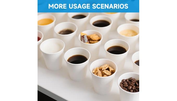 RACETOP 8 oz 500 Pack Disposable Paper Coffee Cups, Disposable Paper Cups, Hot Coffee Cups for Office, Party, Home thumbnail 5