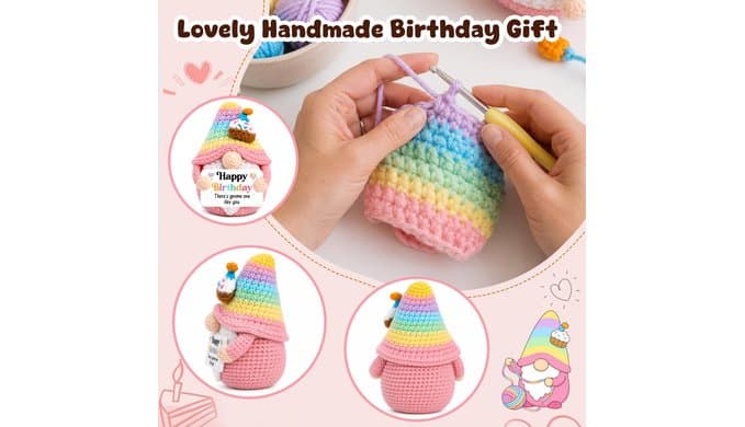 OCCdesign Funny Crochet Gnome Happy Birthday Gifts for Sister Daughter Mom thumbnail 4