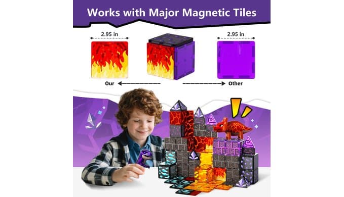 GobiDex Magnetic Tiles Lava & Cave Dinosaur Toys for Kids 3-5 5-7 thumbnail 3