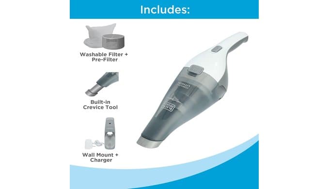 BLACK+DECKER dustbuster Cordless Handheld Vacuum, Portable Car Vacuum Cordless Rechargeable, Wall Mount, Strong Suction QuickClean (HNVC215B10) thumbnail 3