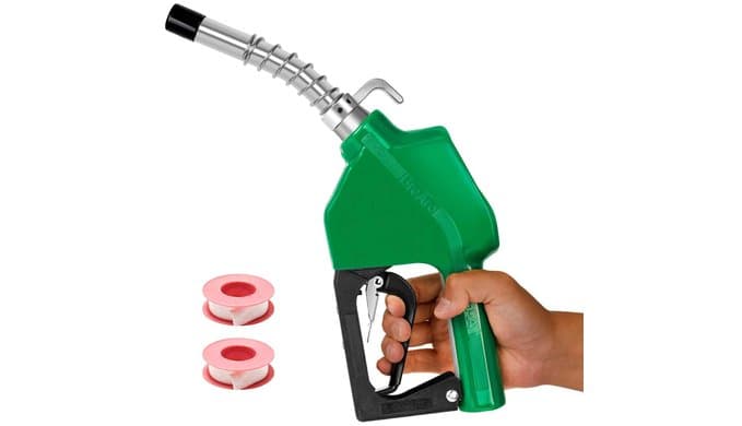 3/4" NPT Automatic Fuel Nozzle with Hook, Gas Pump Handle Fuel Nozzle with 3-speed Padlock (9-16 GPM) for Gasoline, Diesel, Biodiesel up to B20, E15 & Kerosene thumbnail 1