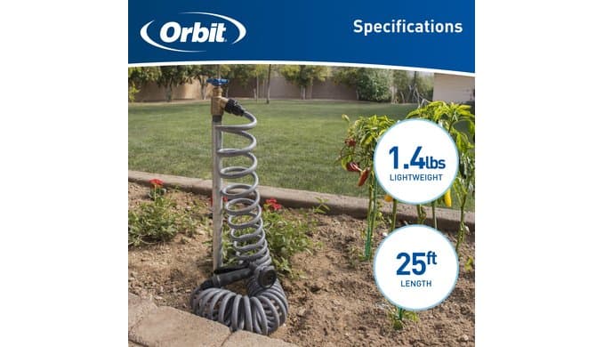 Orbit 26382 Coil Garden Hose, 25 Feet, with 8-Pattern Hose Nozzle (Gray) (Pack of 2) thumbnail 5