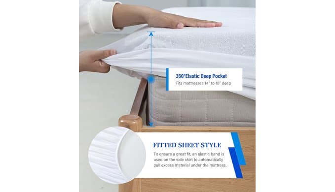 Twin Mattress Protector Waterproof Deep Pocket Fitted Mattress Cover thumbnail 4
