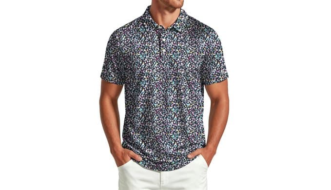ZITY Select Mens Golf Polo Shirts 50+ UPF Short Sleeve Quick-Dry Performance Print Golf Shirt thumbnail 1