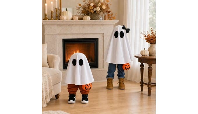 Halloween Decorations - 2 Pack Cute Standing Ghosts with Pumpkin Buckets - Scary Ghost Halloween Party Decoration for Indoor Outdoor Porch Yard Mantel Entryway Home Decor thumbnail 4