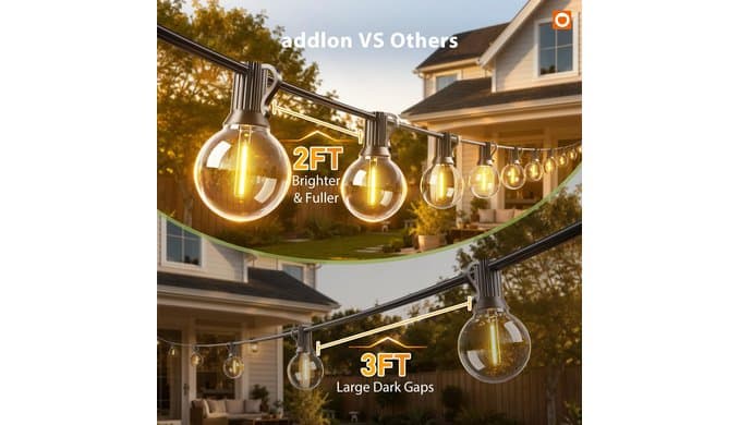 addlon 100FT 54LED Solar String Lights Outdoor Waterproof with Remote, USB thumbnail 4