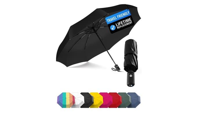 Rain-Mate Windproof Compact Umbrellas for Rain - Strong Reinforced Fiberglass Rib Design & Auto Open & Close - Portable Folding Travel Umbrella - Lightweight & Packable for Women & Men, Easy Collapse thumbnail 1