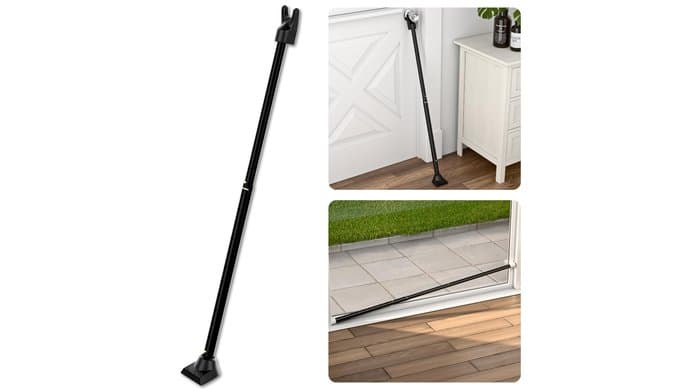Securityman 2-in-1 Door Security Bar & Sliding Patio Door Security Bar - Constructed of High Grade Iron - Black