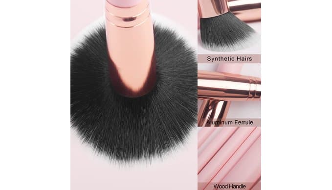 Real Perfection Makeup Brush Set 16 Pcs with 1 Eyebrow Razor Premium Synthetic Foundation Powder Concealers Eyeshadow Blush Makeup Brushes Make up Brushes Kit (Pink) thumbnail 5