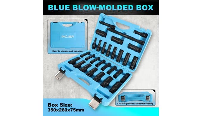 1/2" Impact Socket Set, 29PC Deep impact socket set, CR-MO SAE and Metric thumbnail 2