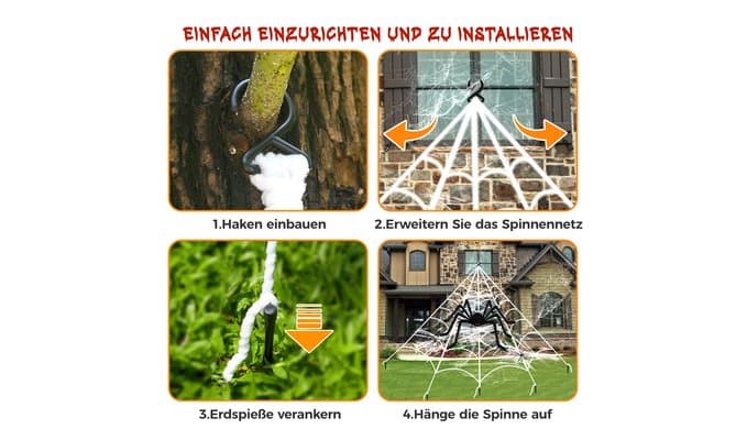 Halloween Decorations Outdoor Spider Webs:1Pcs Giant Spiders-Outdoor Use thumbnail 4