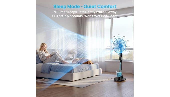 Misting Fan, Standing Fan 8 Blades with Humidifier, Oscillating Fan with 3 Misting Modes 9 Speeds 7H Timer, Quiet Fan for Bedroom thumbnail 5