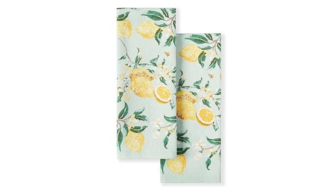 Martha Stewart Dual Purpose Kitchen Towel 2-Pack Set, Lemon Whimsy, 16"x28" thumbnail 1