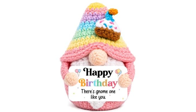 OCCdesign Funny Crochet Gnome Happy Birthday Gifts for Sister Daughter Mom