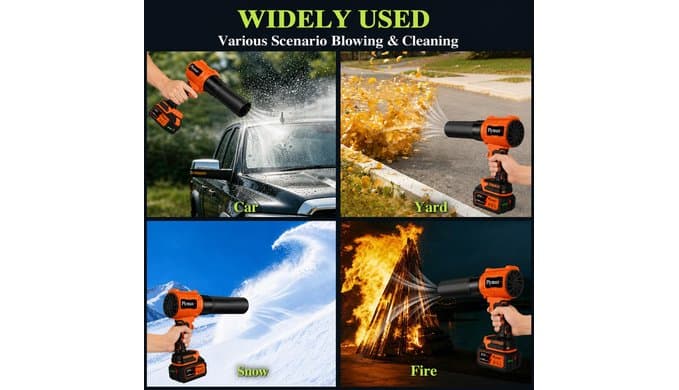 Cordless Leaf Blower, 800,000 RPM Electric Handheld Blower, Leaf Blower Cordless with 2×4.0Ah Batteries & Charger,Snow Blowers with 2-Nozzles for Patio,Lawn Care,Dust,Snow & Car Drying, Orange thumbnail 5
