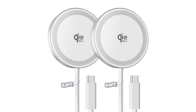 2Pack Magnetic Wireless Charger 25W Fast Charger for iPhone 17/16/15/14/13/12 Series & AirPods, Portable Wireless Charging Pad for Travel Home Office Desk, 9.8FT-White thumbnail 1