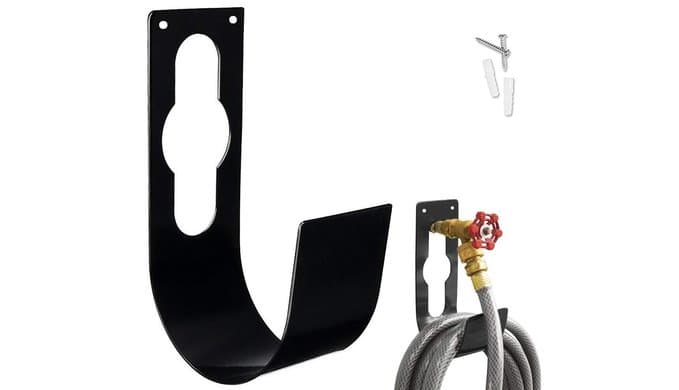 Garden Hose Hanger Wall Mount Heavy Duty Hose Holder Hook for 150ft 100ft 75ft 50ft Expandable Hose (Large, Black) thumbnail 1